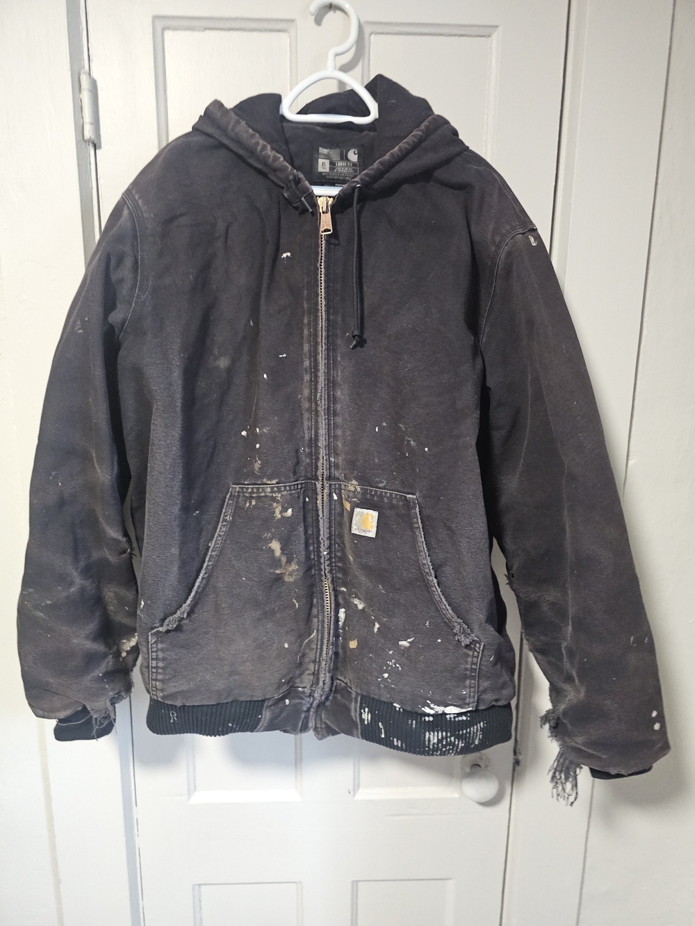 Carhartt Distressed Zip Hoodie | XL Tall | Vintage Workwear Grunge